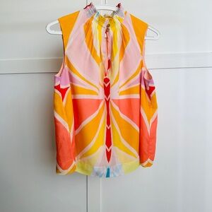 Marie Oliver Graphic Sleeveless Blouse in Orange and Yellow
